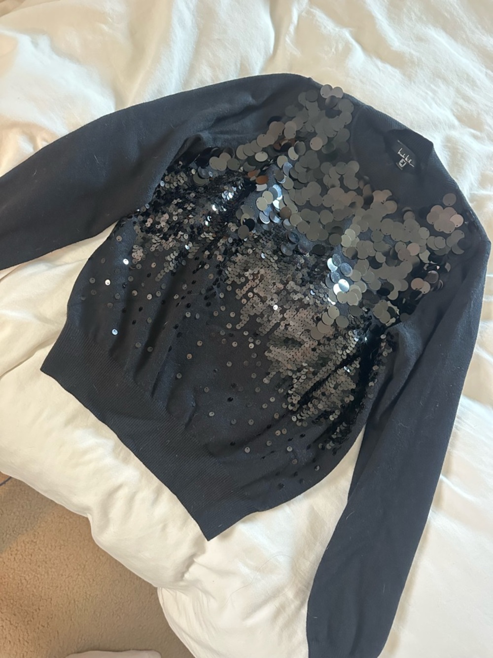 Nicole Miller Black Sequin Sweater